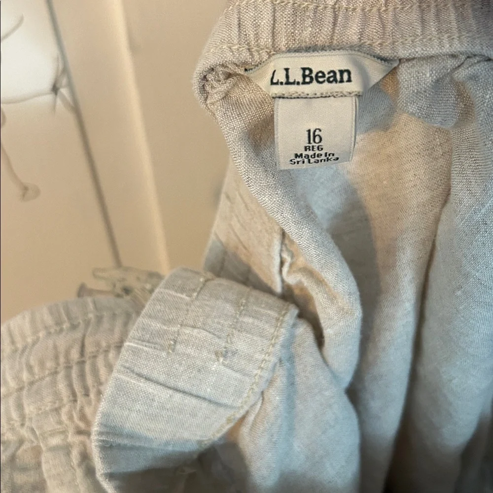 L.L. BEAN Women’s Pants Cream 16 100% Linen Wide Leg Resort Travel Preppy Artsy - Picture 2 of 11
